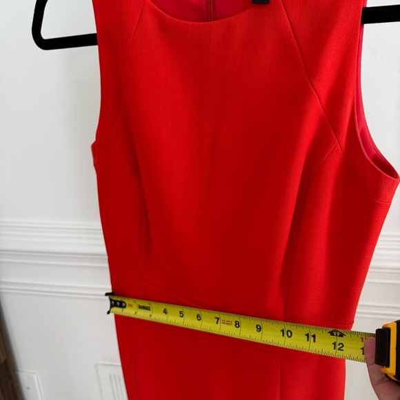 J. Crew Elegant Career Cocktail Red Sleeveless Midi Crepe Dress 100% Wool size 2 - Picture 5 of 8